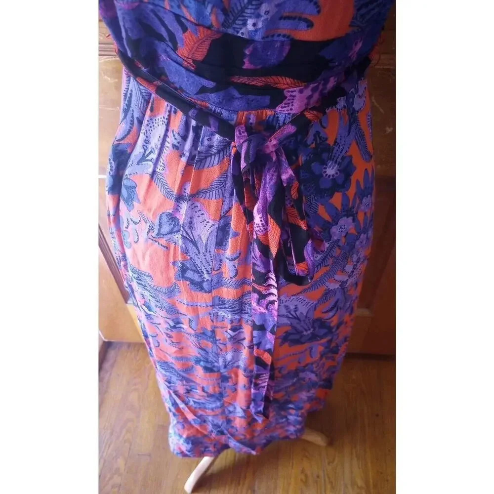 Anthropologie Maeve Maxi Dress size 2 Macie‎ Floral Red Purple Sleeveless Lined - Picture 5 of 6